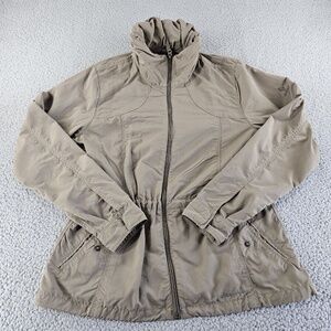 Eddie Bauer Women’s Travex Nylon Jacket with Mock Neck. Size M. Khaki/Tan